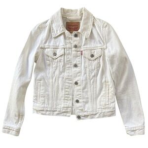 Levi's 100% Cotton Structured White‎ Denim Jean Jacket XS